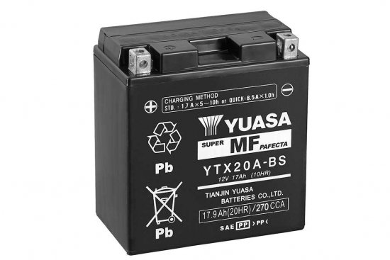 Bezúdržbová motocyklová baterie YUASA YTX20A-BS