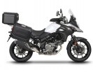 Kompletní sada černých hliníkových kufrů SHAD TERRA BLACK , 48L topcase 47L/47L boční kufry, včetně montážní sady a plotny SHAD SUZUKI DL 650 V-Strom