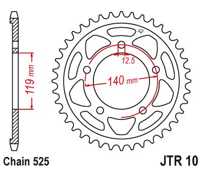 Řetězová rozeta JT JTR 10-42 42 zubů, 525